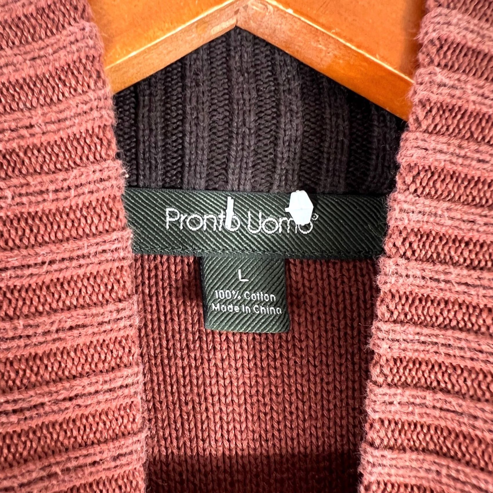 Pronto Uomo Pronto Uomo Sweater Mens Large Red 1/4 Zip Mock Neck Diamond Argyle Knit Preppy Size US L / EU 52-54 / 3 - 4 Thumbnail