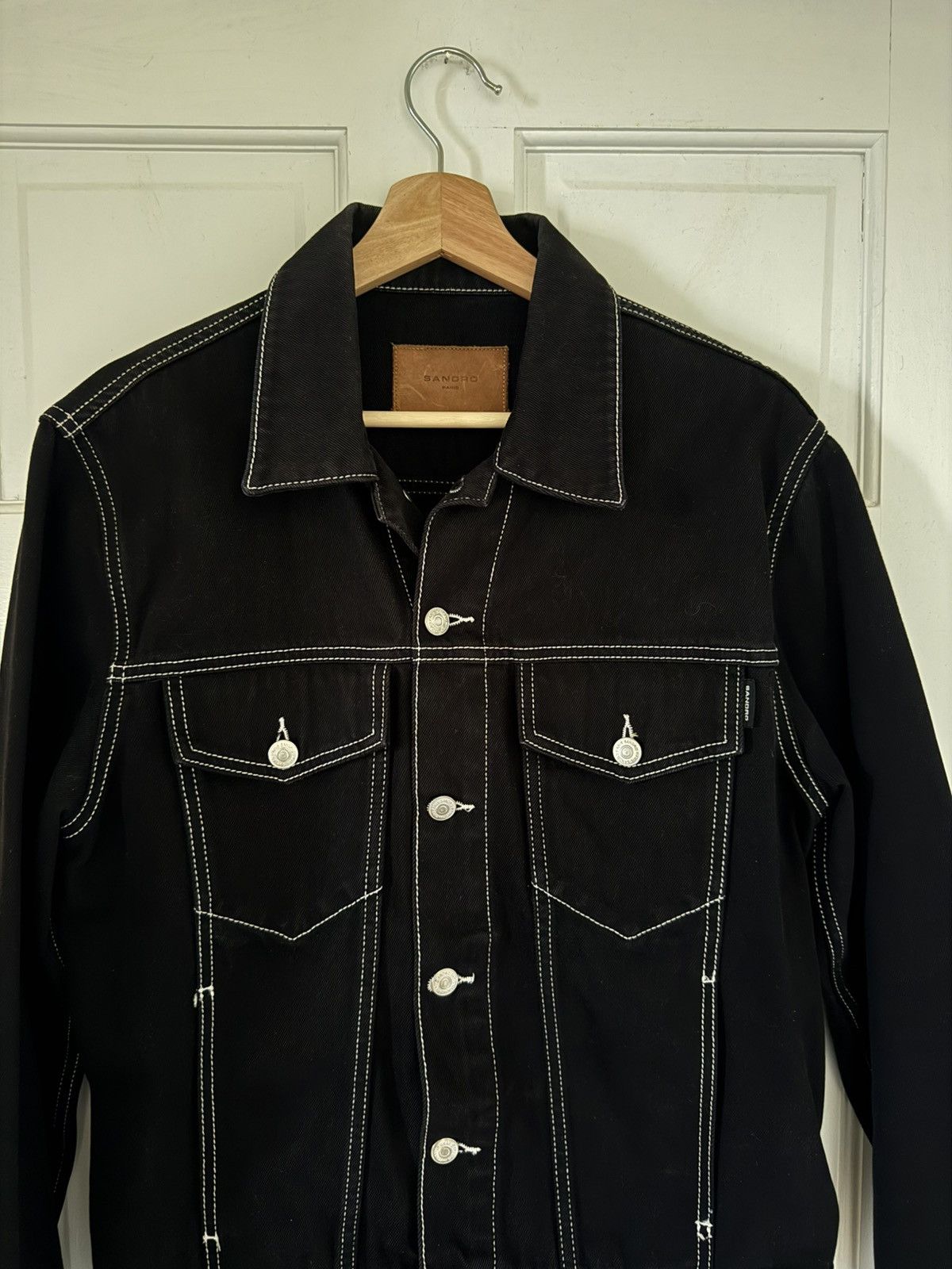 Sandro Sandro Black Denim Jacket Size US M / EU 48-50 / 2 - 2 Thumbnail