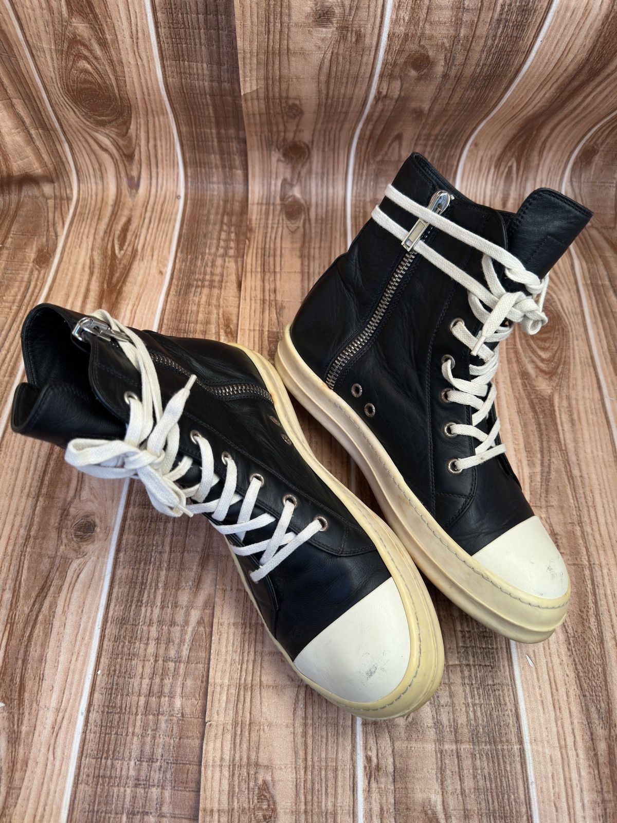 Rick Owens W16 Mainline Rick Owens Black Milk Hightop Sneaks Size US 8 / EU 41 - 6 Thumbnail
