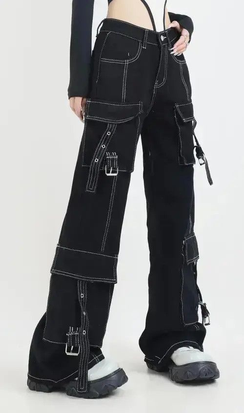 VIBE Unisex Cargo Patchwork Baggy Jeans Size US 29 - 1 Thumbnail
