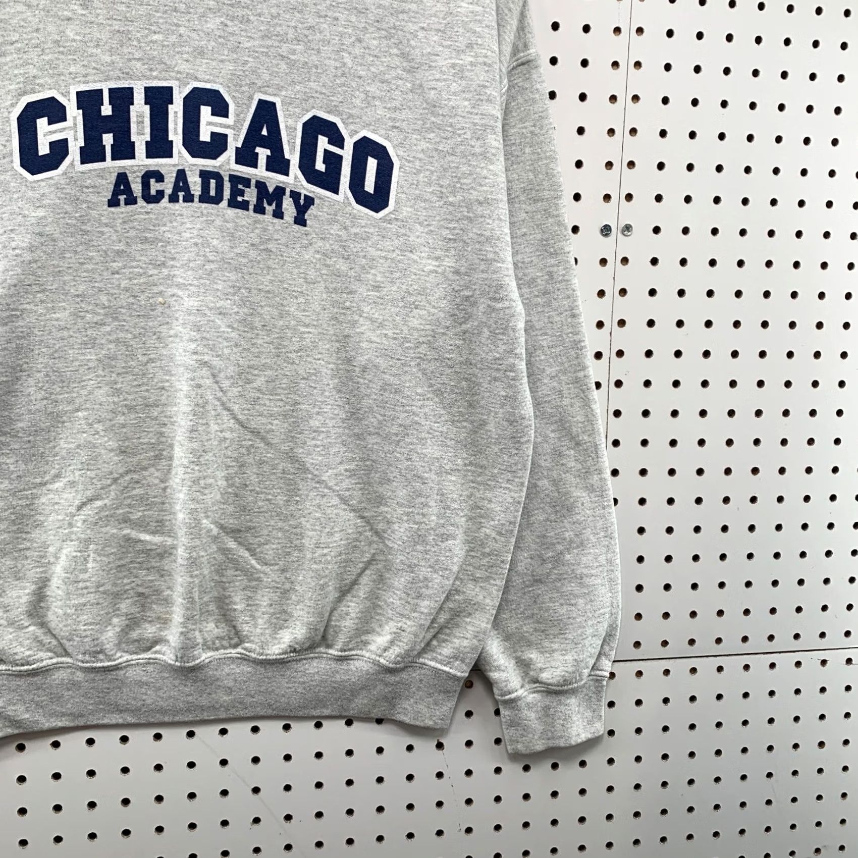 Gildan Chicago Academy Sweatshirt Mens Medium Gray Crewneck Embroidered 22x25.5 Size US M / EU 48-50 / 2 - 4 Thumbnail