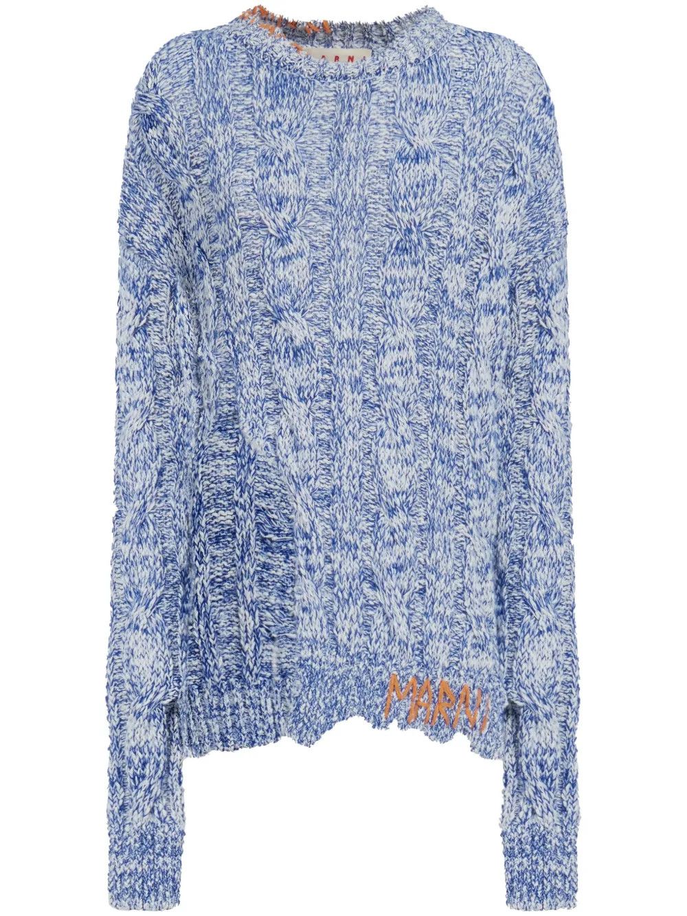 Marni o1w1db10125 Distressed Marl Knit Jumper in Royal Blue Size M / US 6-8 / IT 42-44 - 1 Thumbnail