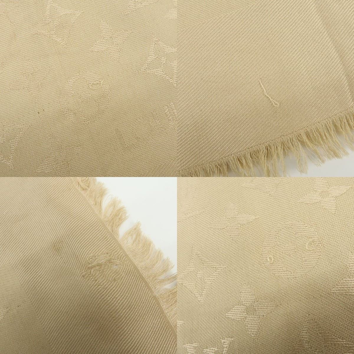 Louis Vuitton Louis Vuitton Monogram Shine Silk Wool Shawl Beige Size ONE SIZE - 5 Thumbnail