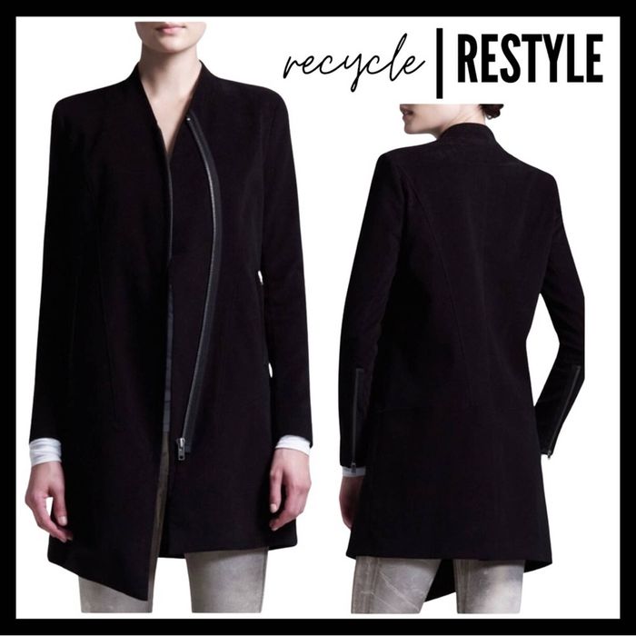 Helmut Lang Helmut Lang Black Stretch Moleskin Zip Coat Grailed