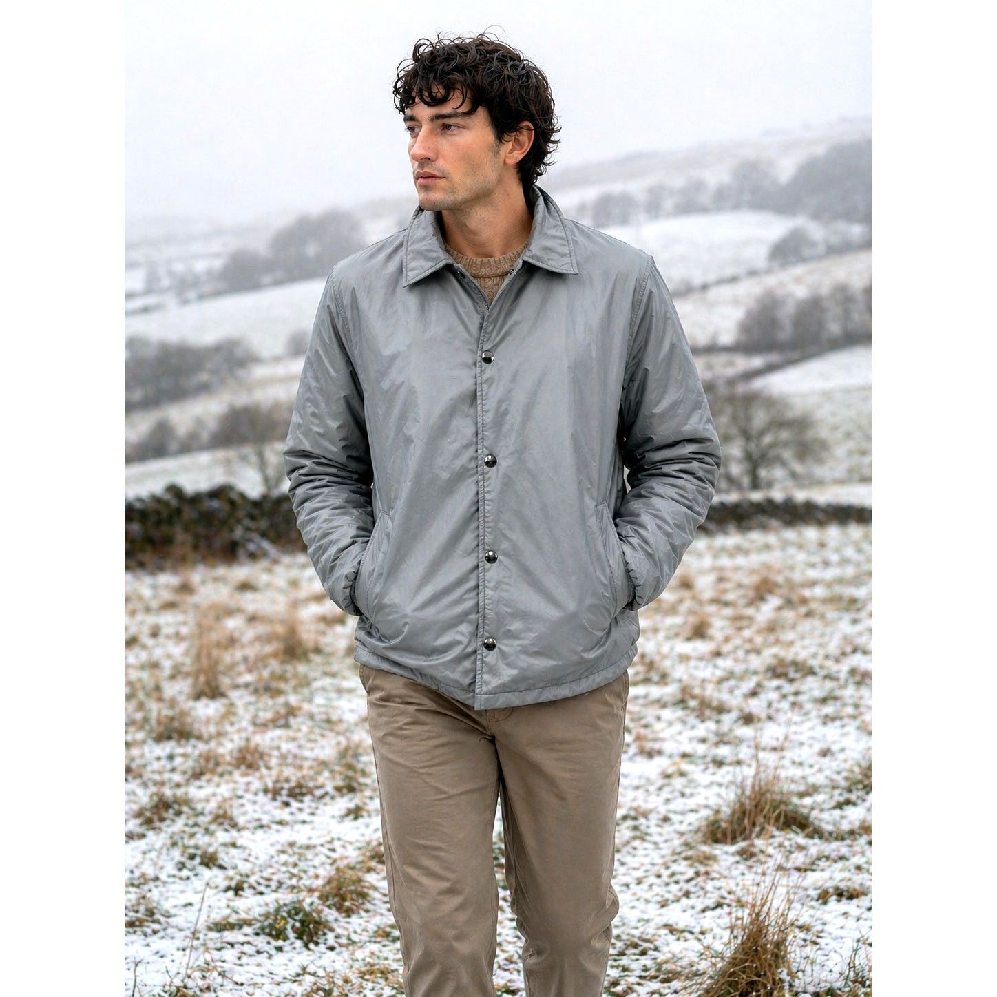 Other Vintage Men's Sherpa Lined Jacket 80s 90s Gray Large Tall Size US L / EU 52-54 / 3 - 1 Thumbnail