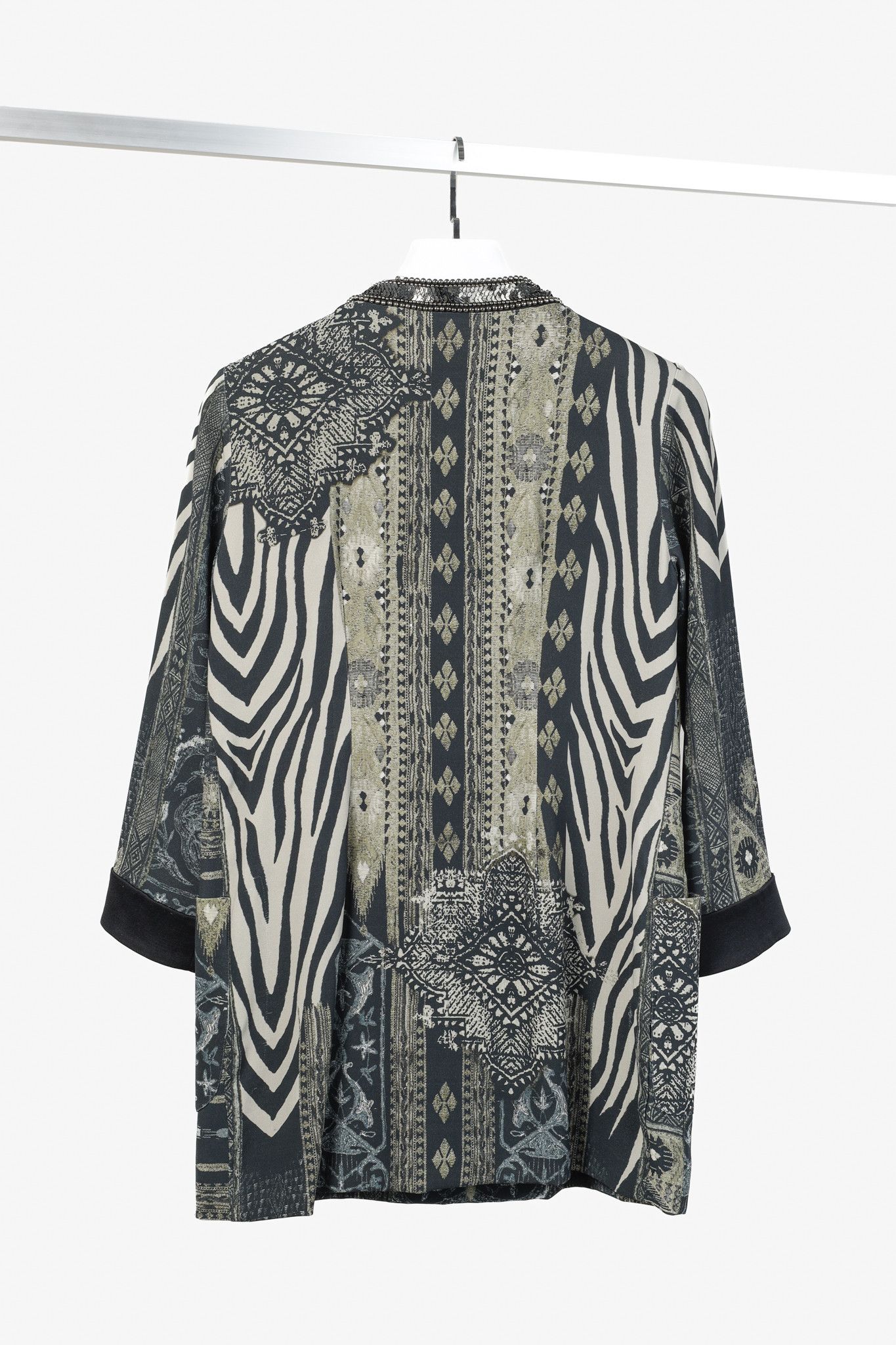 Etro Etro Grey Zebra Embellished 3/4 Sleeve Tunic Size M / US 6-8 / IT 42-44 - 2 Thumbnail