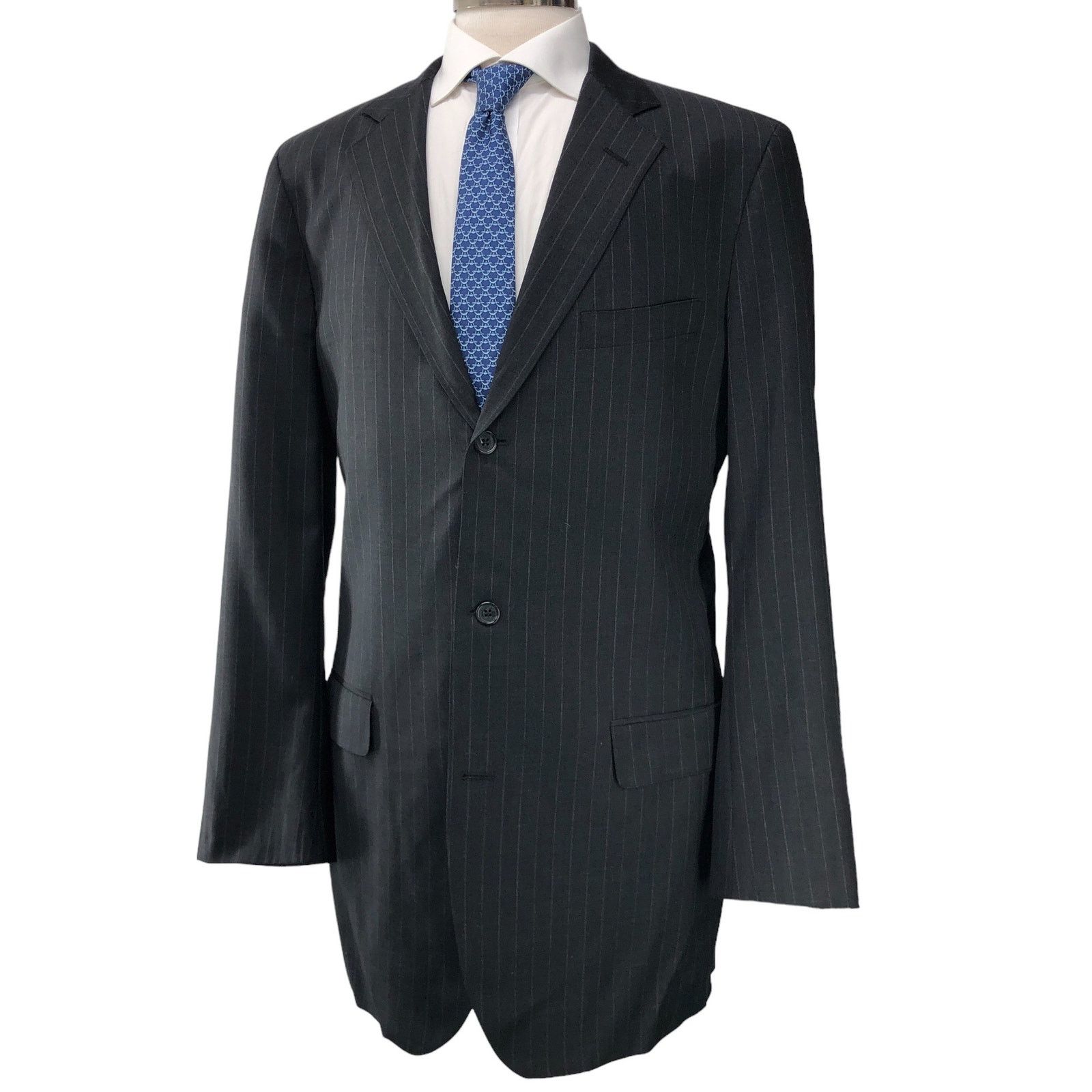Southwick Southwick Mens Size 44XL Extra Long Suit 2 Piece Pinstripe Size 44L - 2 Thumbnail