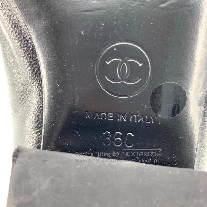 Chanel Chanel Black round toe leather pearl thick-heeled shoes Size US 5.5 / IT 35.5 - 6 Thumbnail
