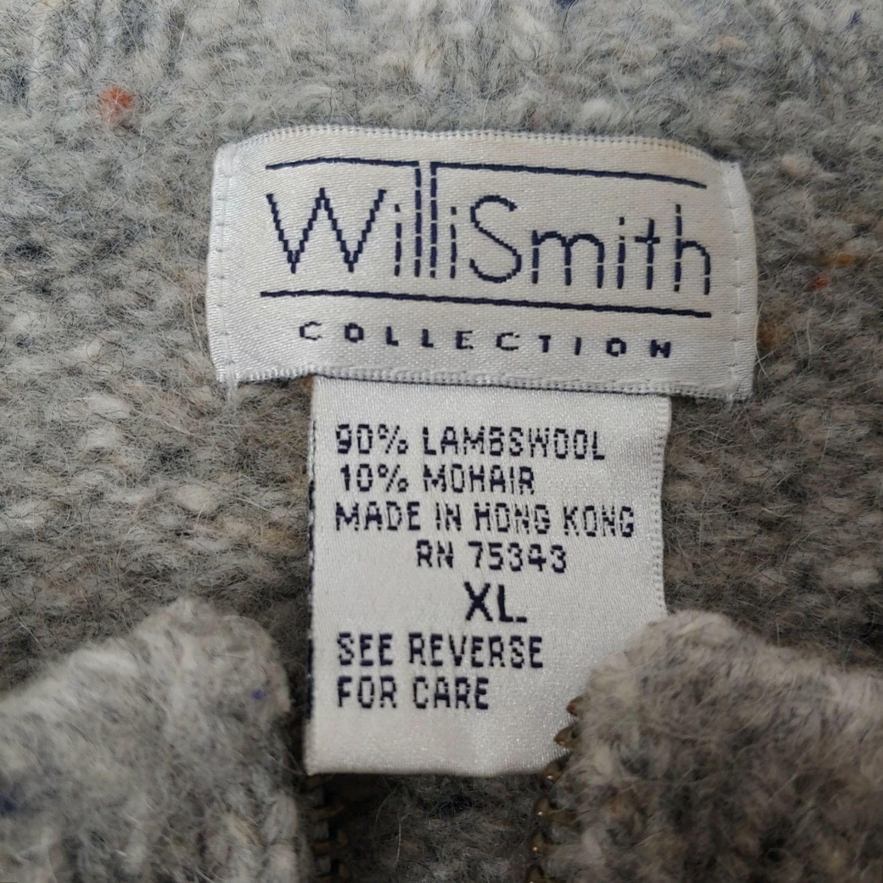 Willi Smith VINTAGE Willi Smith Sweater Women XL Cropped Zip Up Cardigan Knit Mohair Lambswool Gray Natural Size XL / US 12-14 / IT 48-50 - 4 Thumbnail