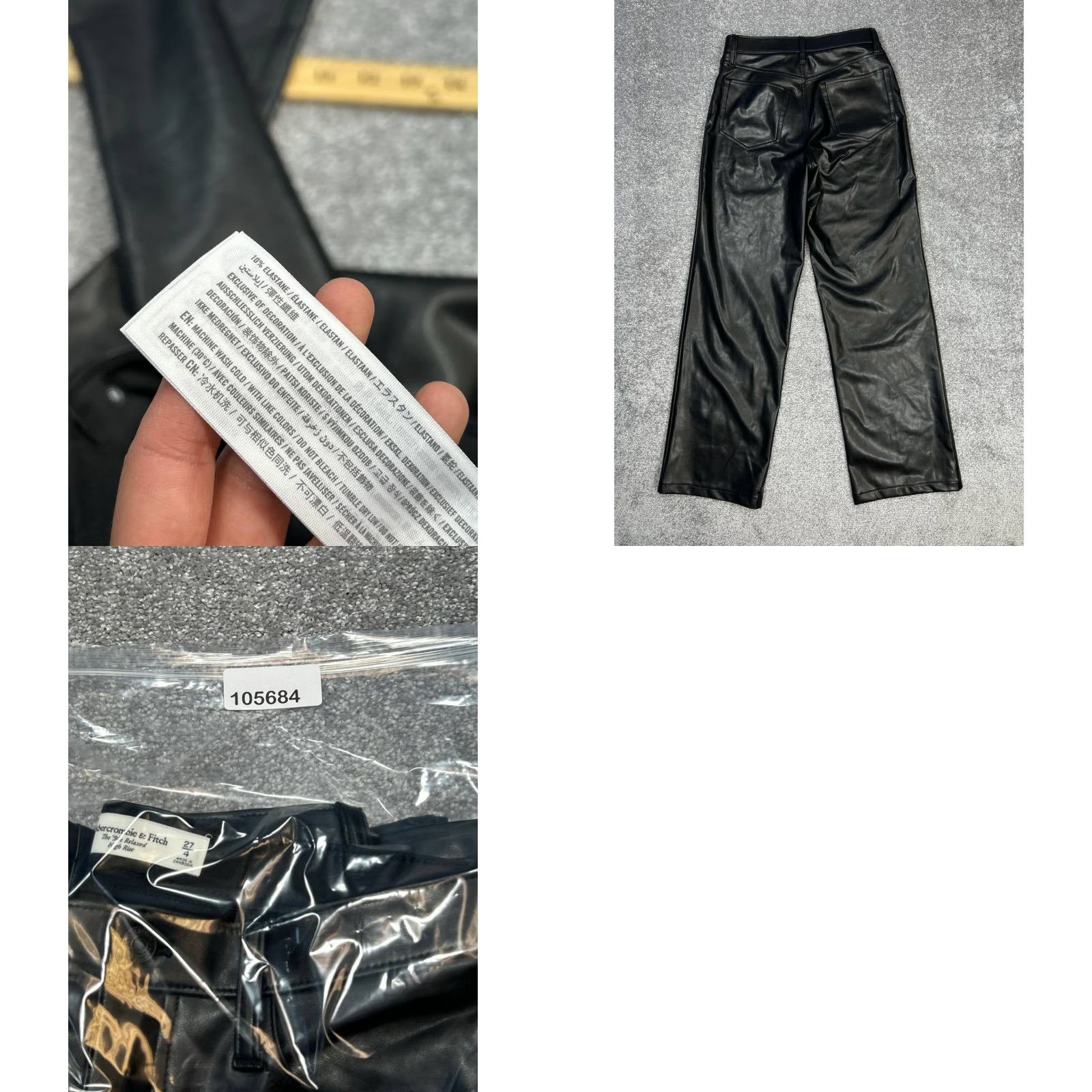 Abercrombie & Fitch Abercrombie & Fitch Pants 27 Black Relaxed Ankle Faux Leather 90s Modern Womens Size 27" / US 4 / IT 40 - 8 Thumbnail
