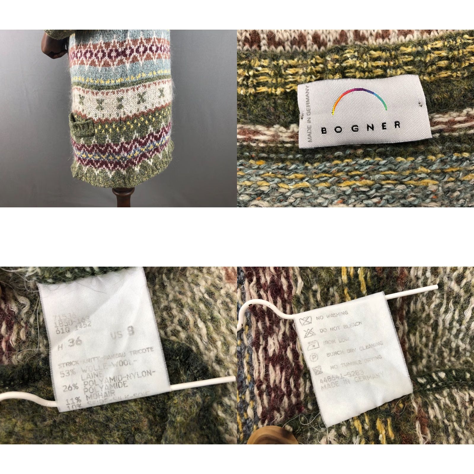 Bogner Bogner Cardigan Women Multicolor Wool Mohair Nylon Silk V-Neck Long Sleeve 8 Patterned Sweater Size M / US 6-8 / IT 42-44 - 8 Thumbnail