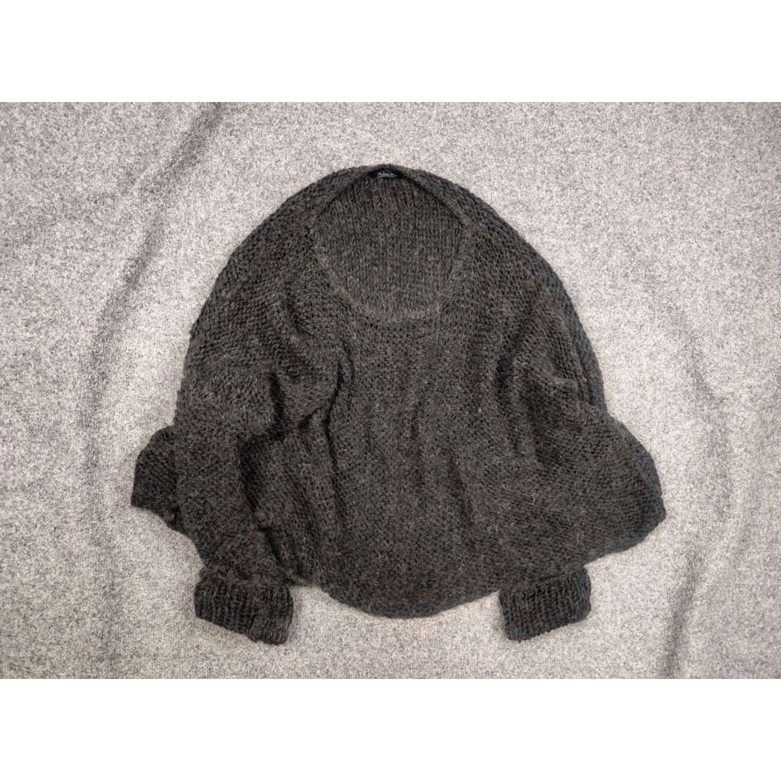 Vintage Umit unal Design oversized knit Dark Gray Wool blend cropped Sweater Size L / US 10 / IT 46 - 2 Thumbnail