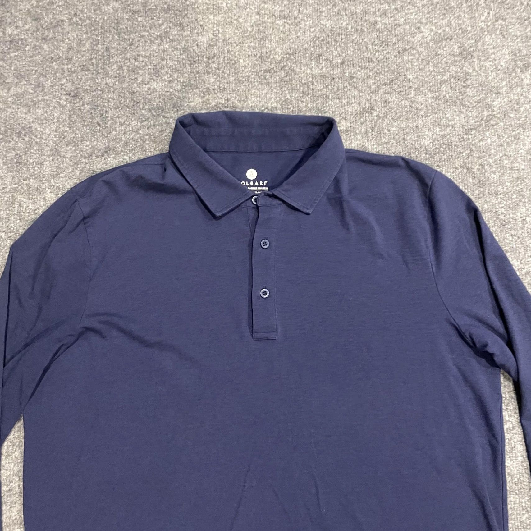 Vintage VINTAGE? (No) Solbari Polo Shirt Mens XL Navy Blue Long Sleeve UPF50 Sun Protection Cotton Size US XL / EU 56 / 4 - 3 Thumbnail