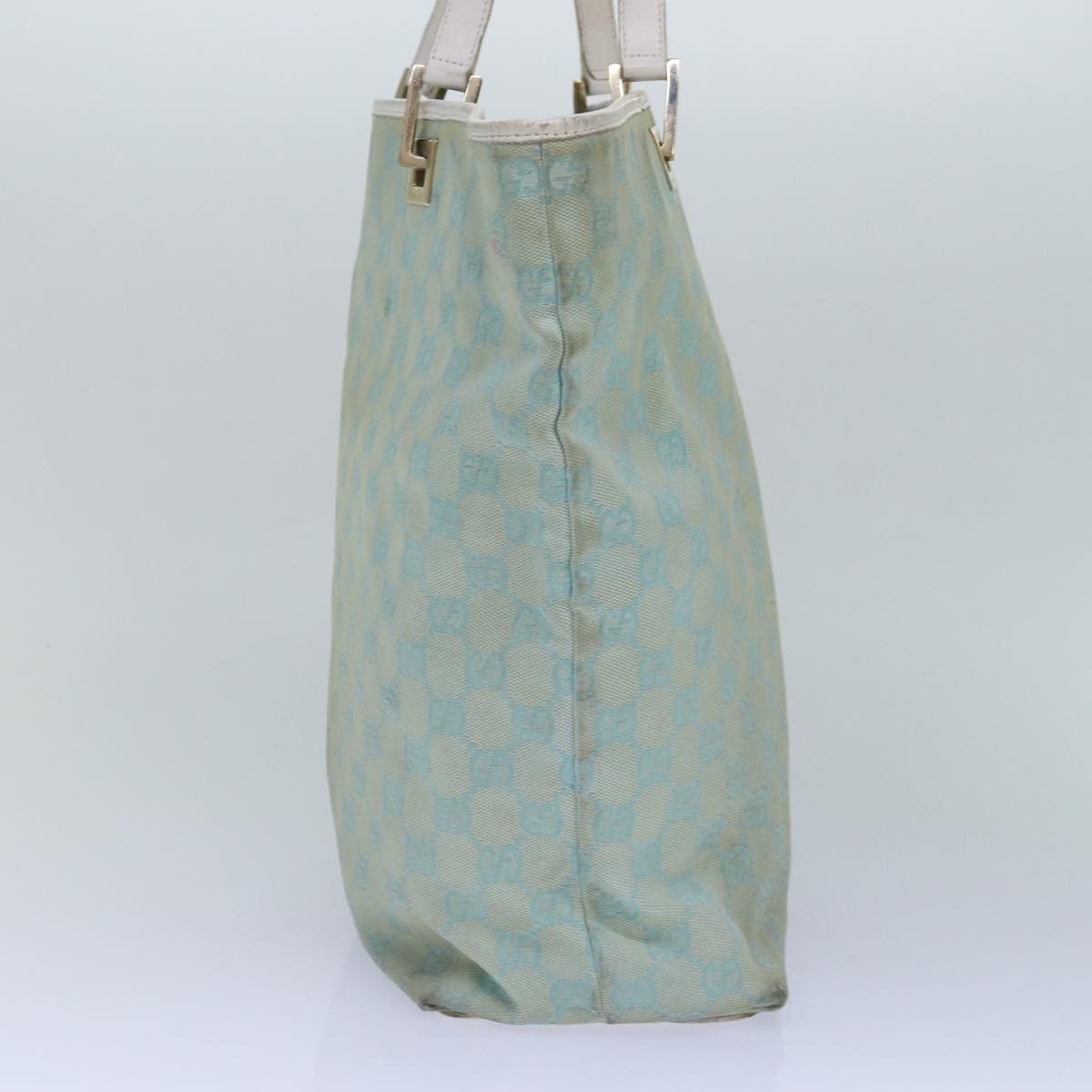 Gucci GUCCI GG Canvas Tote Bag Light Blue White Gold 002 002 Size ONE SIZE - 4 Thumbnail