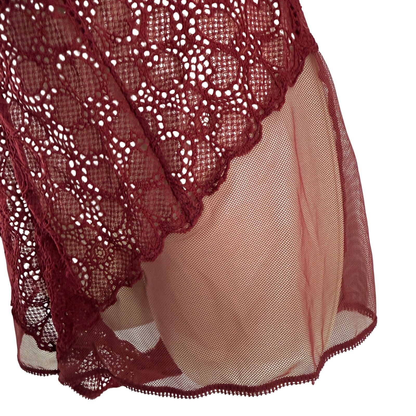DKNY DKNY Mixed Cases Lace & Mesh Romper Crimson Womens Large Size ONE SIZE - 4 Thumbnail