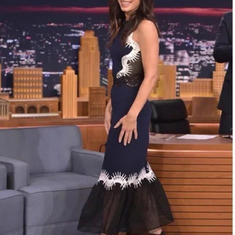 Jonathan Simkhai Jonathan Simkhai Embroidered Navy Mesh Midi Dress Size 6 Size M / US 6-8 / IT 42-44 - 6 Thumbnail