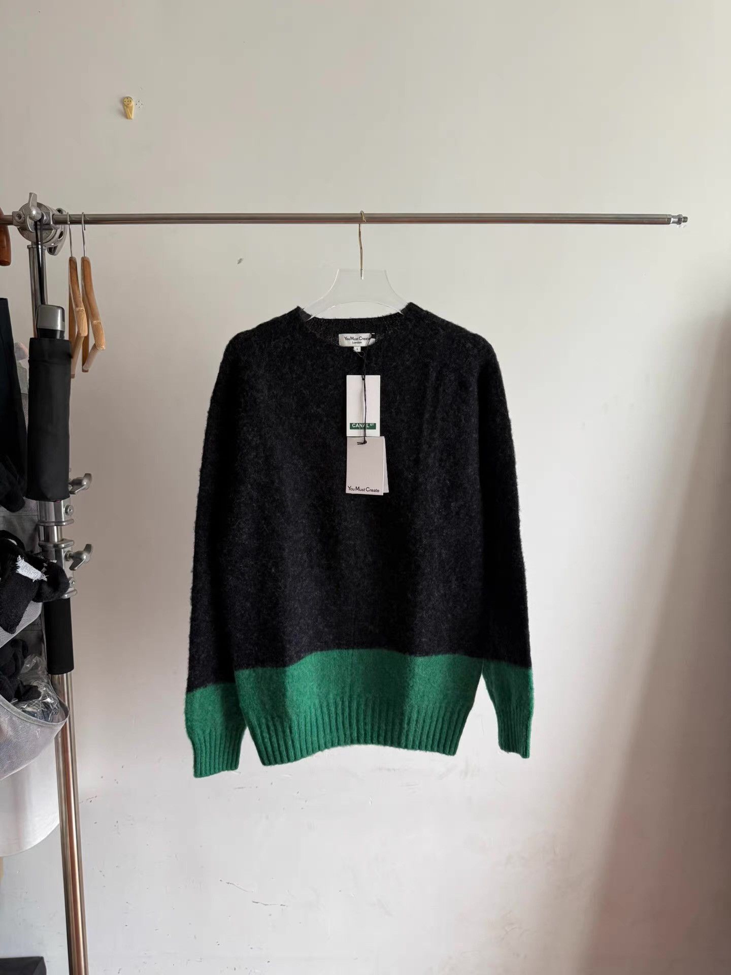 YMC You Must Create YMC Black & Green Mohair Sweater Q17 Size US L / EU 52-54 / 3 - 1 Thumbnail