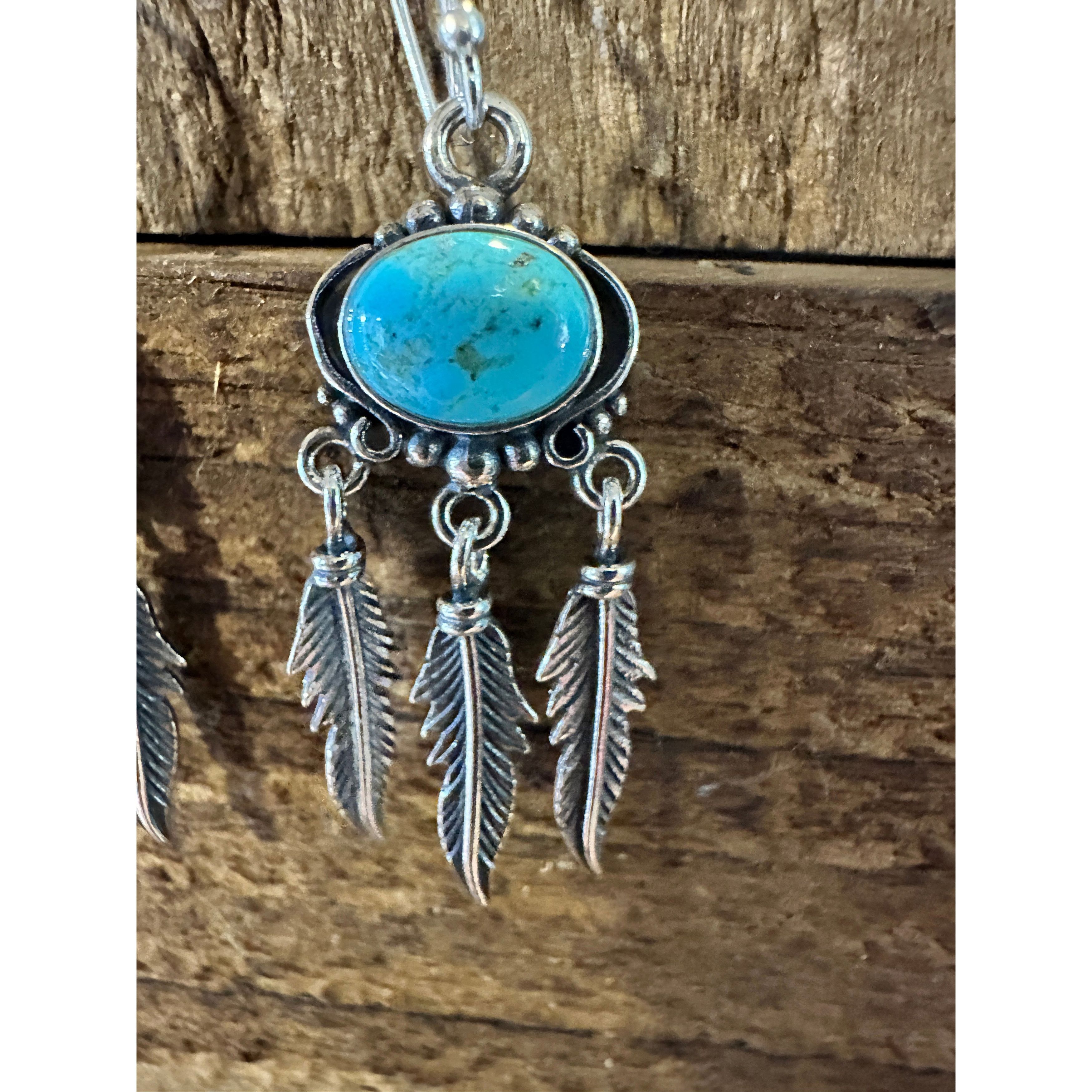 Other Navajo Sterling Silver & Turquoise Feather Dangle Earrings i Size ONE SIZE - 8 Thumbnail