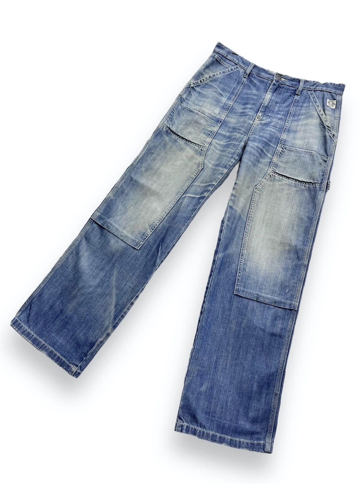 Craftsman FYE🔥90’s SURPLUS Double Knee Carpenter Natural Faded Denim Size US 33 - 6 Thumbnail