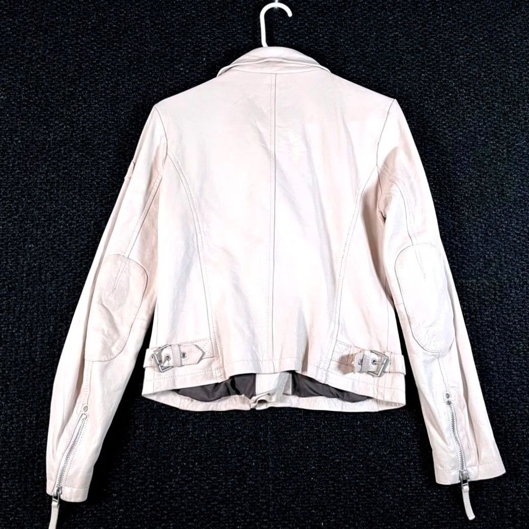 Vintage MAURITIUS Sofia Soft Pink Lambs Leather Moto Style Jacket Women Size 6 Pink Womens Leather Moto Style Jacket Track Jacket Size M / US 6-8 / IT 42-44 - 8 Thumbnail