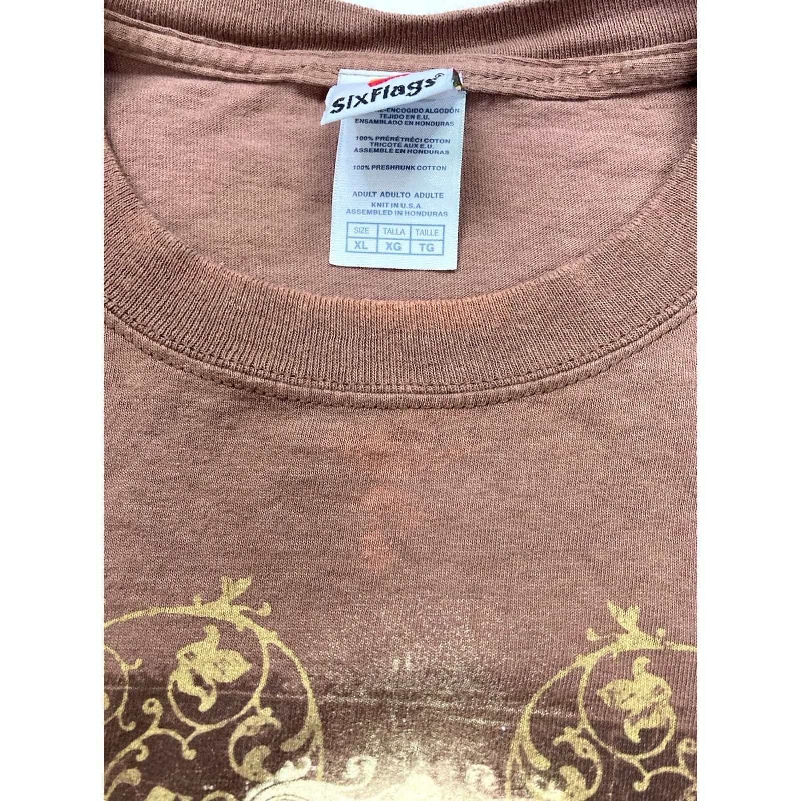 Vintage VINTAGE Six Flags Scream Skull Orlando Graphic T-shirt Men XL Brown Size US XL / EU 56 / 4 - 3 Thumbnail