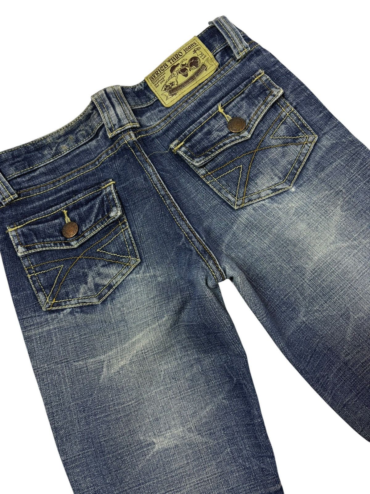 Japanese Brand Vtg Africa Taro Japan Flare Honeycomb Faded Distressed Jeans Size US 28 / EU 44 - 8 Thumbnail