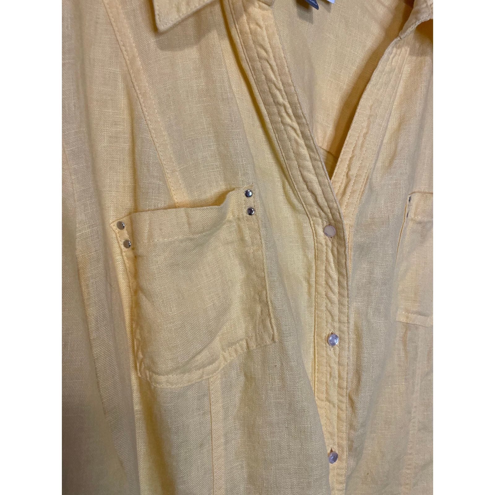 Other JM Collection Linen Cotton Yellow Button Up Top 14 Size XL / US 12-14 / IT 48-50 - 10 Thumbnail