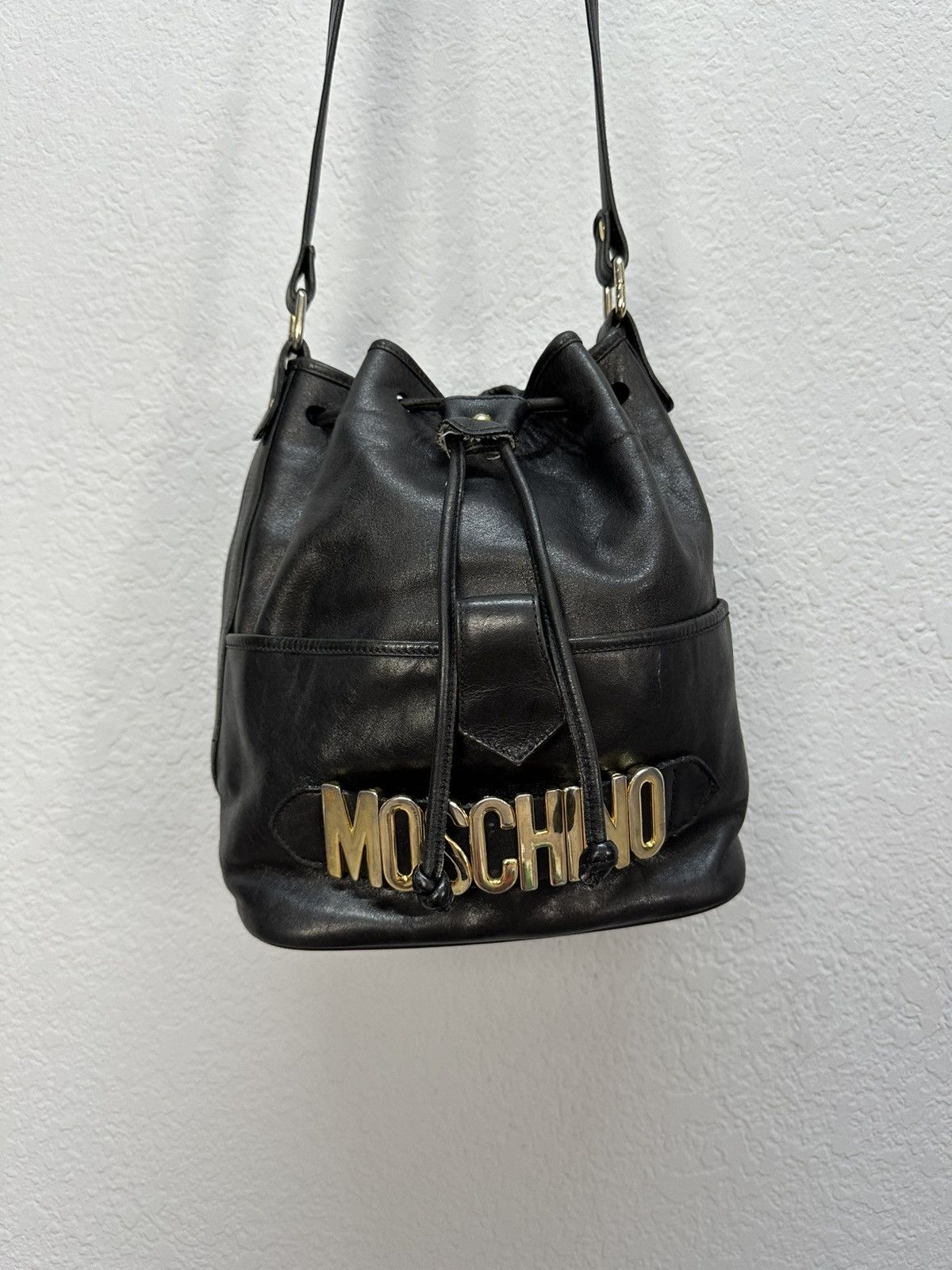 Moschino Vintage Moschino Bucket Bag Leather Black Archival Y2K Size ONE SIZE - 1 Thumbnail