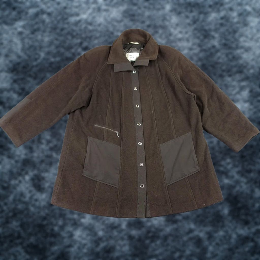 Vintage VINTAGE WEILL Coat Womens 20 Brown Wool Snap Front Mid Length Collared Plus VTG Size 3XL / US 20-22 - 1 Thumbnail