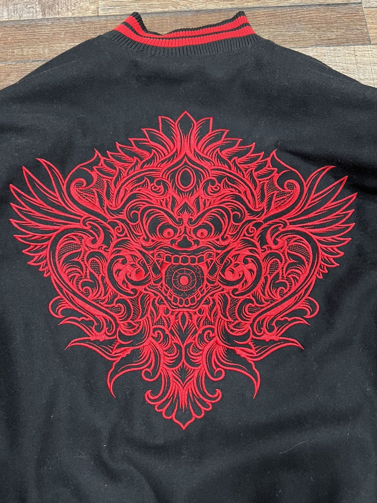 Smoke Rise Smoke Rise Oni Demon Varsity Jacket Black/Red/Cream Size US XL / EU 56 / 4 - 7 Thumbnail