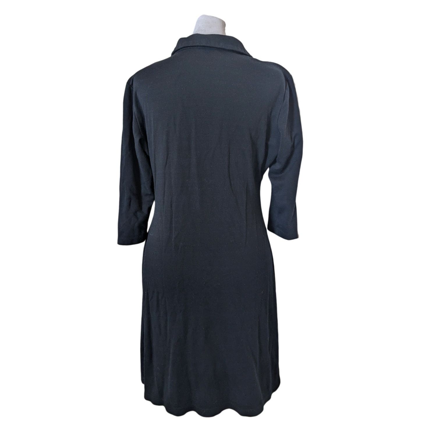 Other Amy Matto Black Polo Tunic Style Knit Collared Mini Dress Size M / US 6-8 / IT 42-44 - 2 Thumbnail