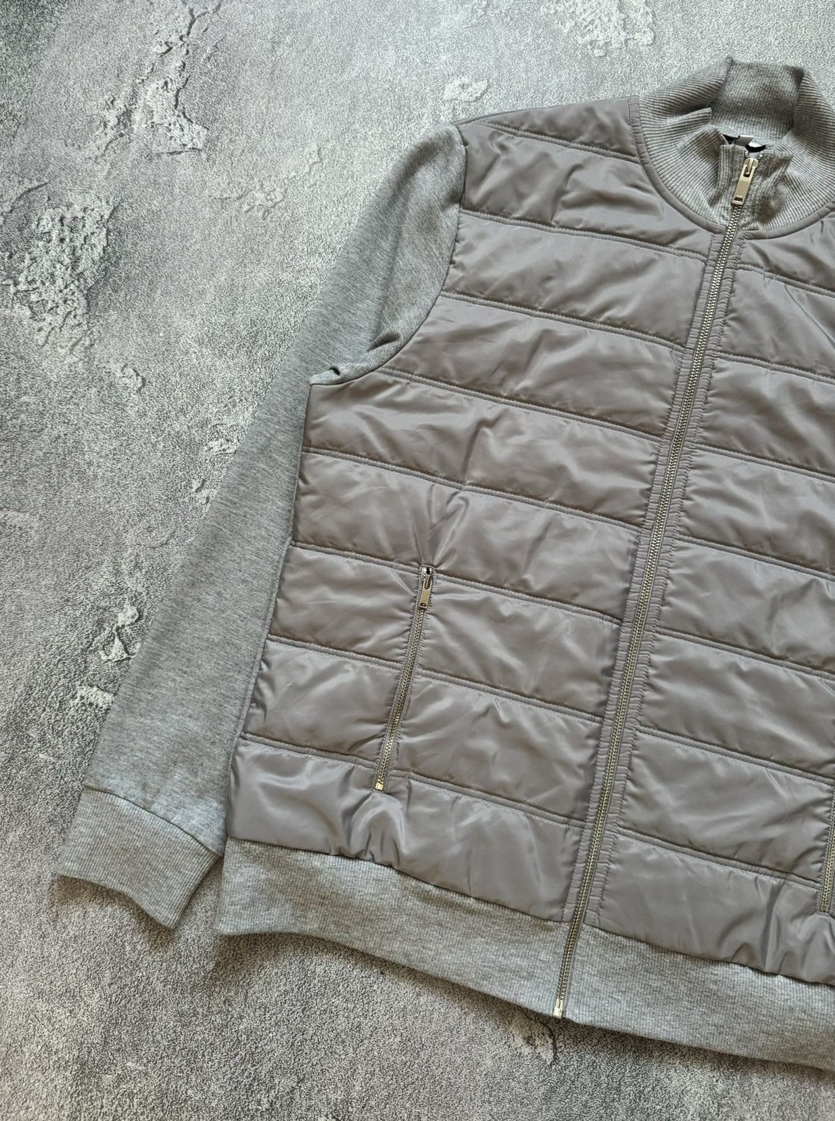 Reiss Reiss XL zip quilted gray jacket technical long sleeve Size US XL / EU 56 / 4 - 5 Thumbnail
