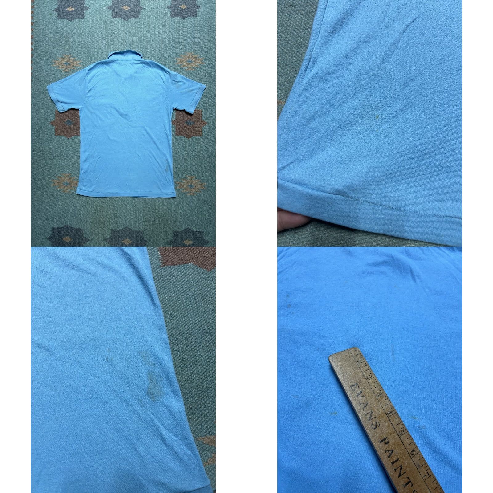 Vintage VINTAGE 80s short sleeve polo shirt light blue soft stained poly cotton medium Polo Shirt Men M Blue 80s Size US M / EU 48-50 / 2 - 8 Thumbnail