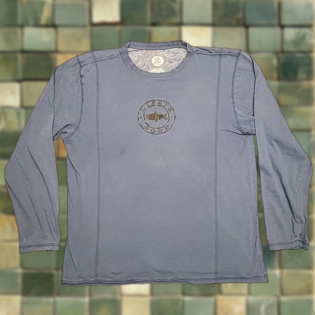 Life is Good VINTAGE Life is good T Shirt Mens XL Blue Long Sleeve Outdoor Fish Size US XL / EU 56 / 4 - 1 Thumbnail