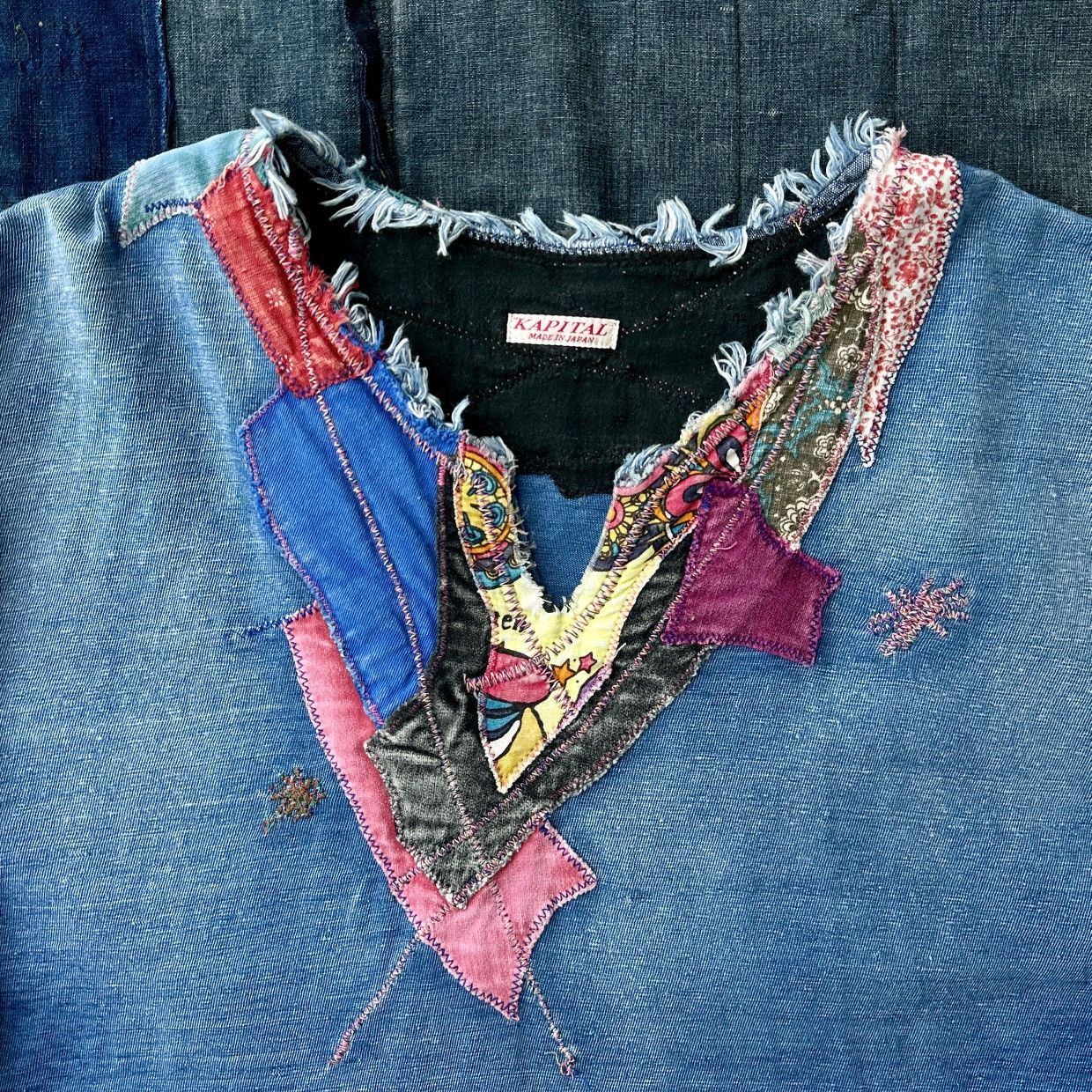 Kapital 2015 Psychadelic Hippie boro patchwork indigo sunfade tee Size US L / EU 52-54 / 3 - 4 Thumbnail