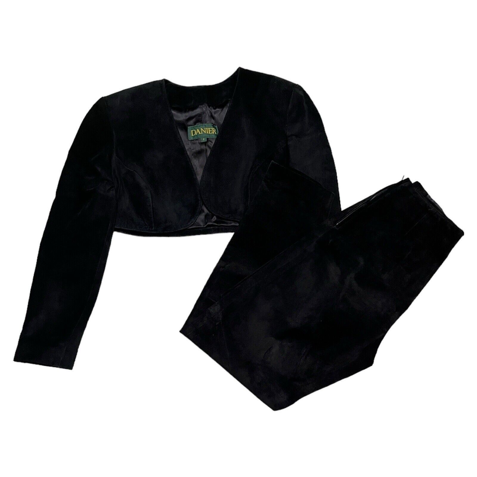 Danier × Leather × Vintage Danier Vintage 90s SUEDE LEATHER Black 2-pc Pants & Jacket Size XS / US 0-2 / IT 36-38 - 2 Thumbnail