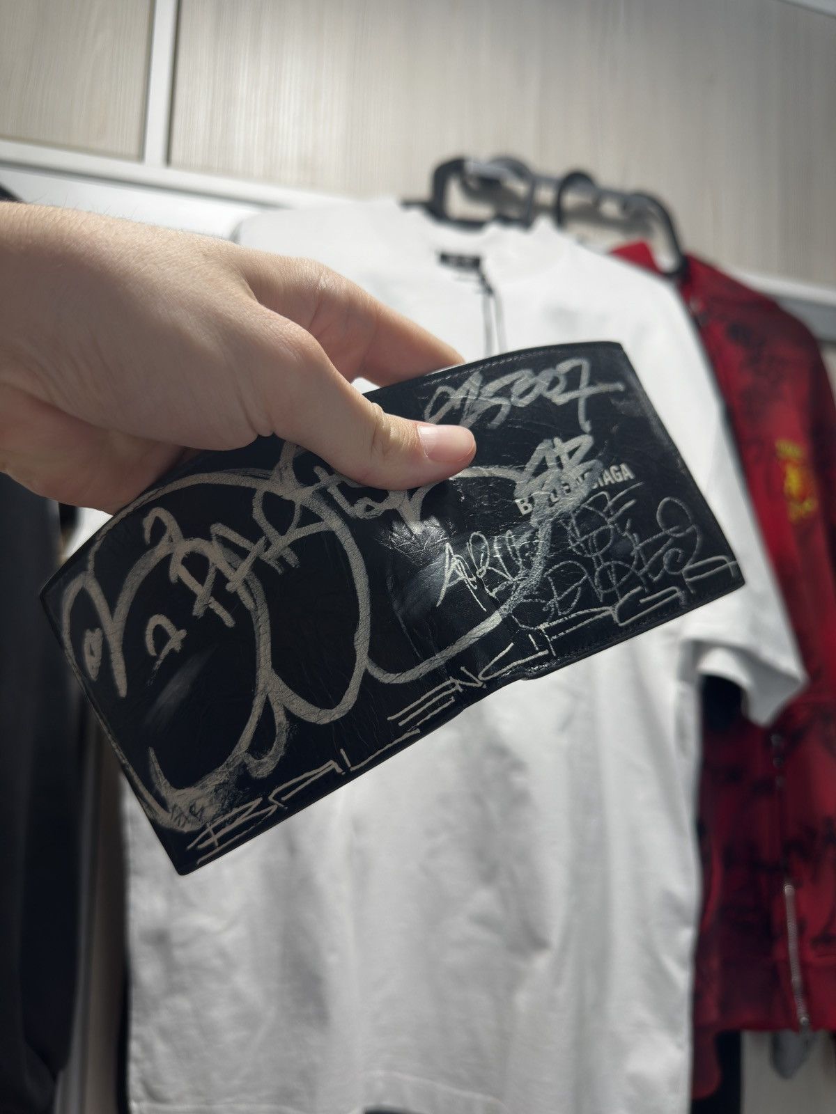 Balenciaga Balenciaga Graffiti Print Leather Bifold Wallet Size ONE SIZE - 13 Thumbnail