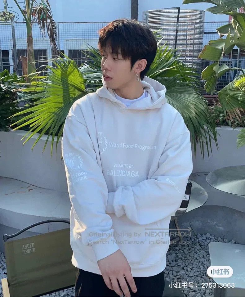 Balenciaga Balenciaga White and Green Grain Hooded Sweatshirt/M Size Size US M / EU 48-50 / 2 - 4 Thumbnail