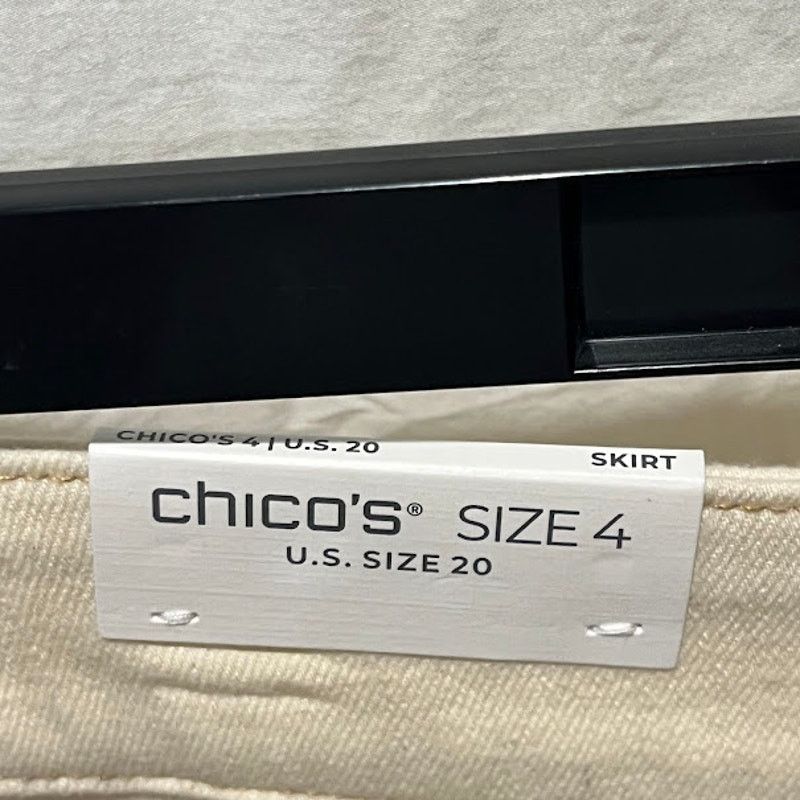 Chicos NWT Chico's Midi Denim Skirt Natural Seeded Cream Sz 4 / XXL Size 42" / US 20 - 6 Thumbnail