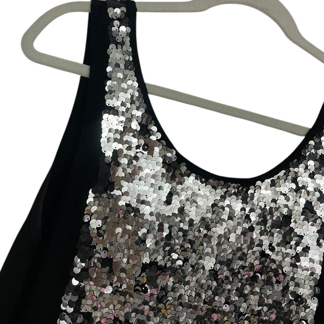 Vintage Yoana Baraschi Vtg Black & Silver Sequin Bodycon Mini Dress Size L / US 10 / IT 46 - 5 Thumbnail