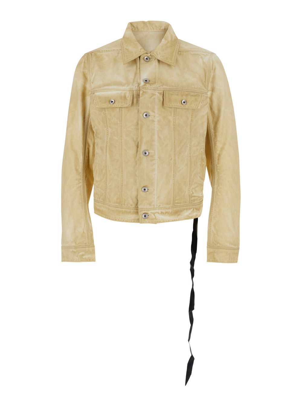 'Trucker' Beige Jacket with Classic Collar and Drawstring Detail on the Waist in Cotton Man