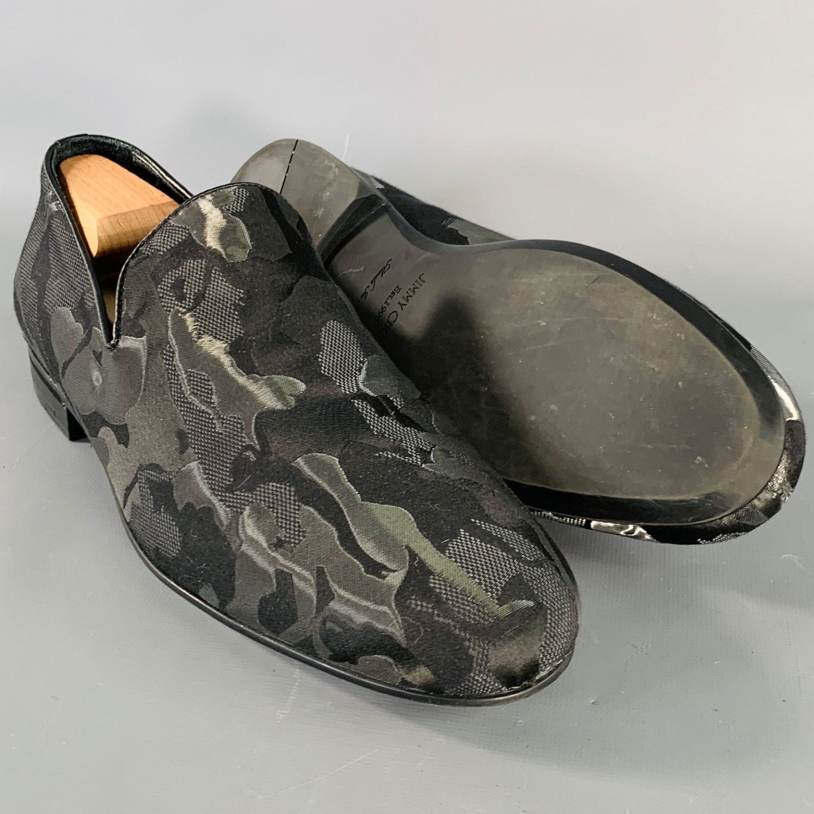 Jimmy Choo JIMMY CHOO Black Camouflage Figures Canvas Slip On Loafers Size US 8 / EU 41 - 5 Thumbnail