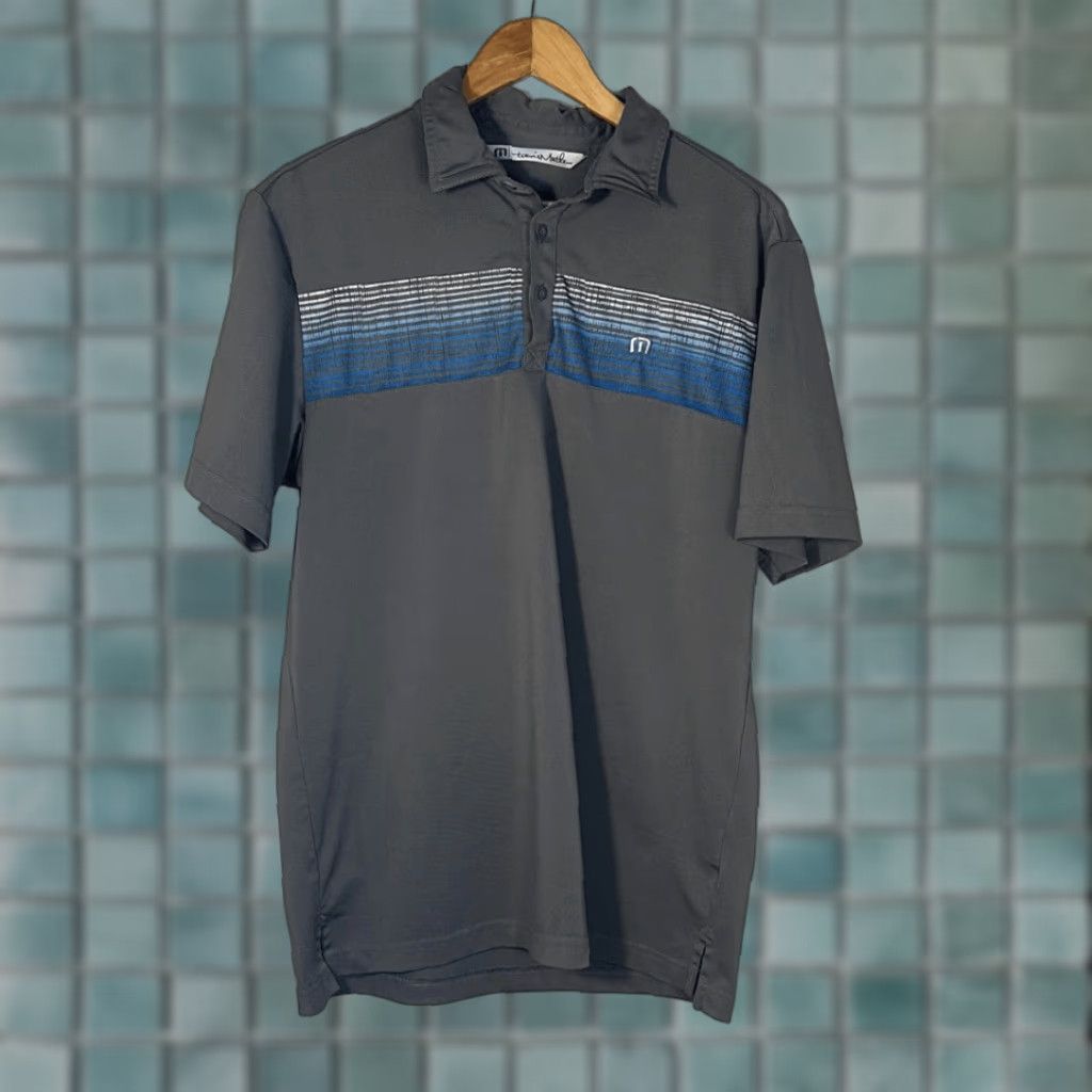 TravisMathew Travis Mathew Golf Polo Shirt Mens M Striped Short Sleeve Gray Multicolor Polo Shirt M Mens Size US M / EU 48-50 / 2 - 1 Thumbnail
