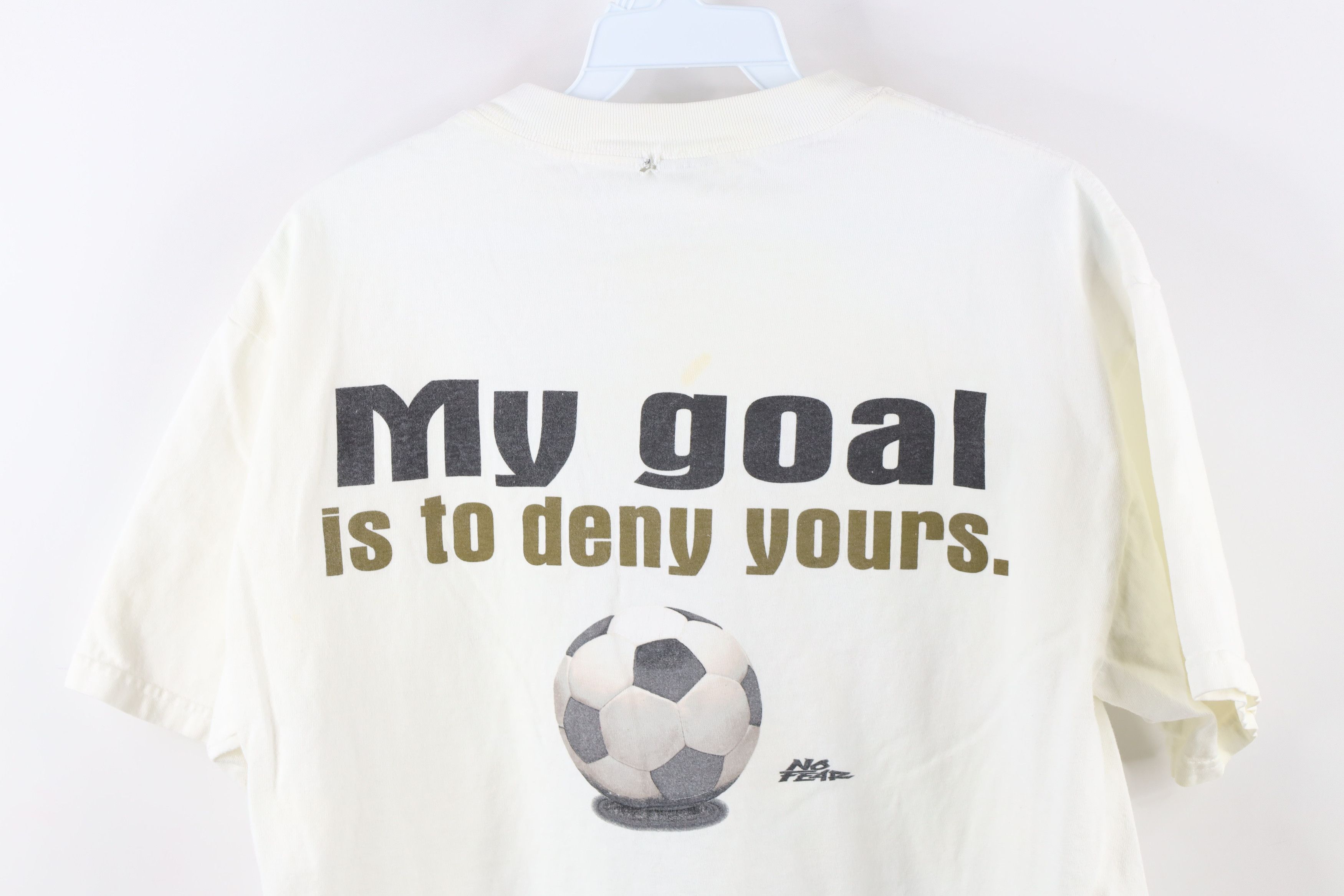 No Fear × Vintage Vintage 90s No Fear Spell Out Soccer T-Shirt White Cotton Size US M / EU 48-50 / 2 - 7 Thumbnail