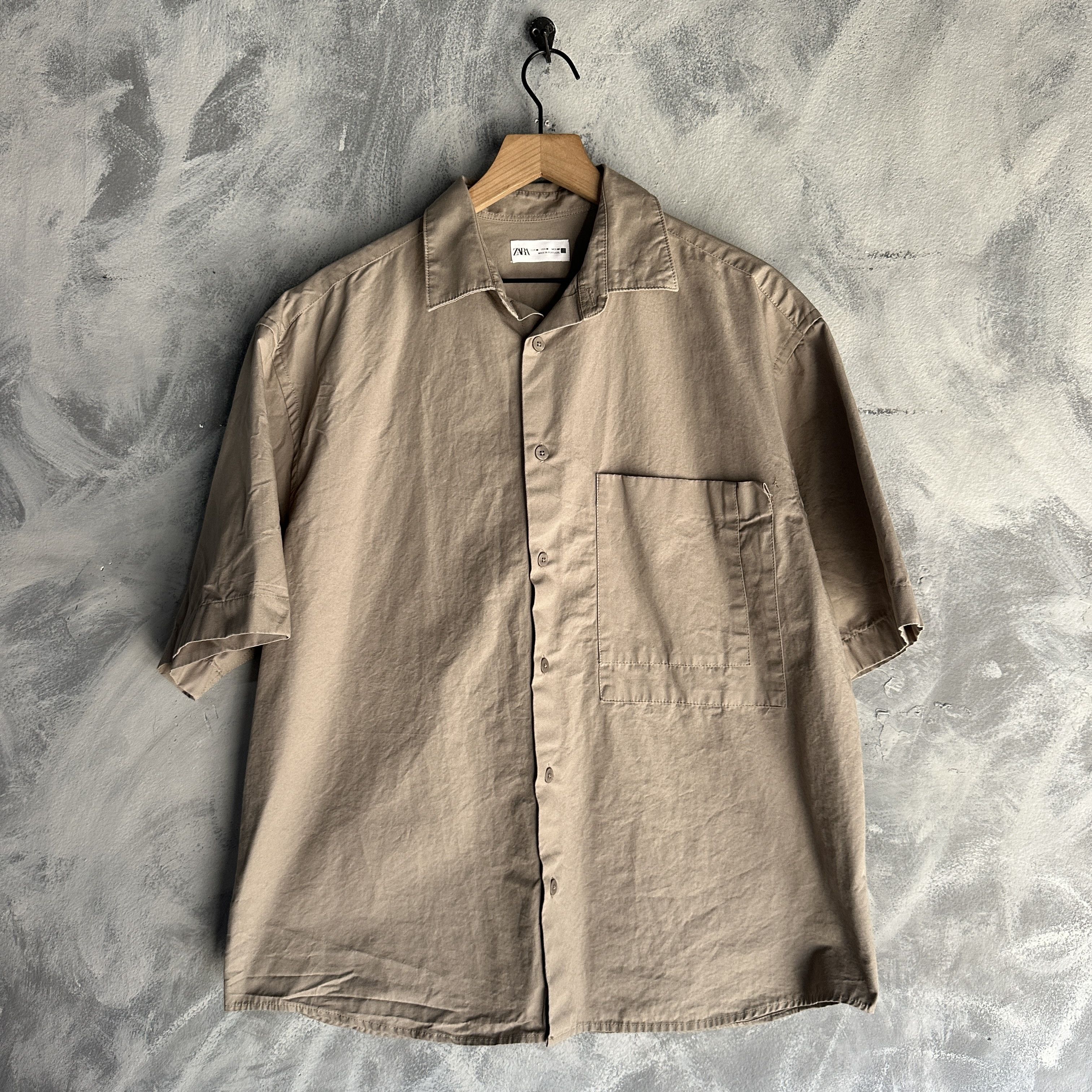 Zara Zara Button Up Shirt Medium Beige Cream Boxy Fit Big Pocket Size US M / EU 48-50 / 2 - 1 Thumbnail