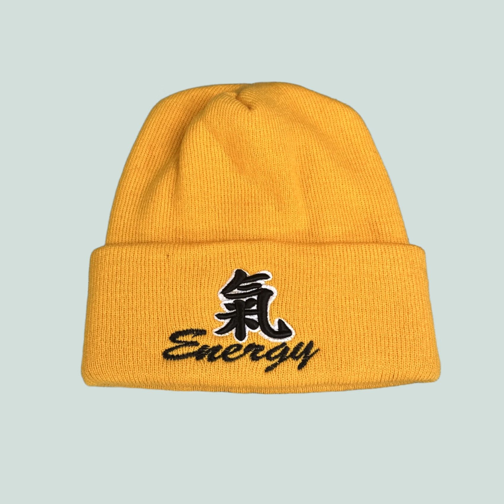 Vintage Symbol Men Beanie Winter Chinese Energy Symbol One Size Yellow Mens Size ONE SIZE - 1 Thumbnail