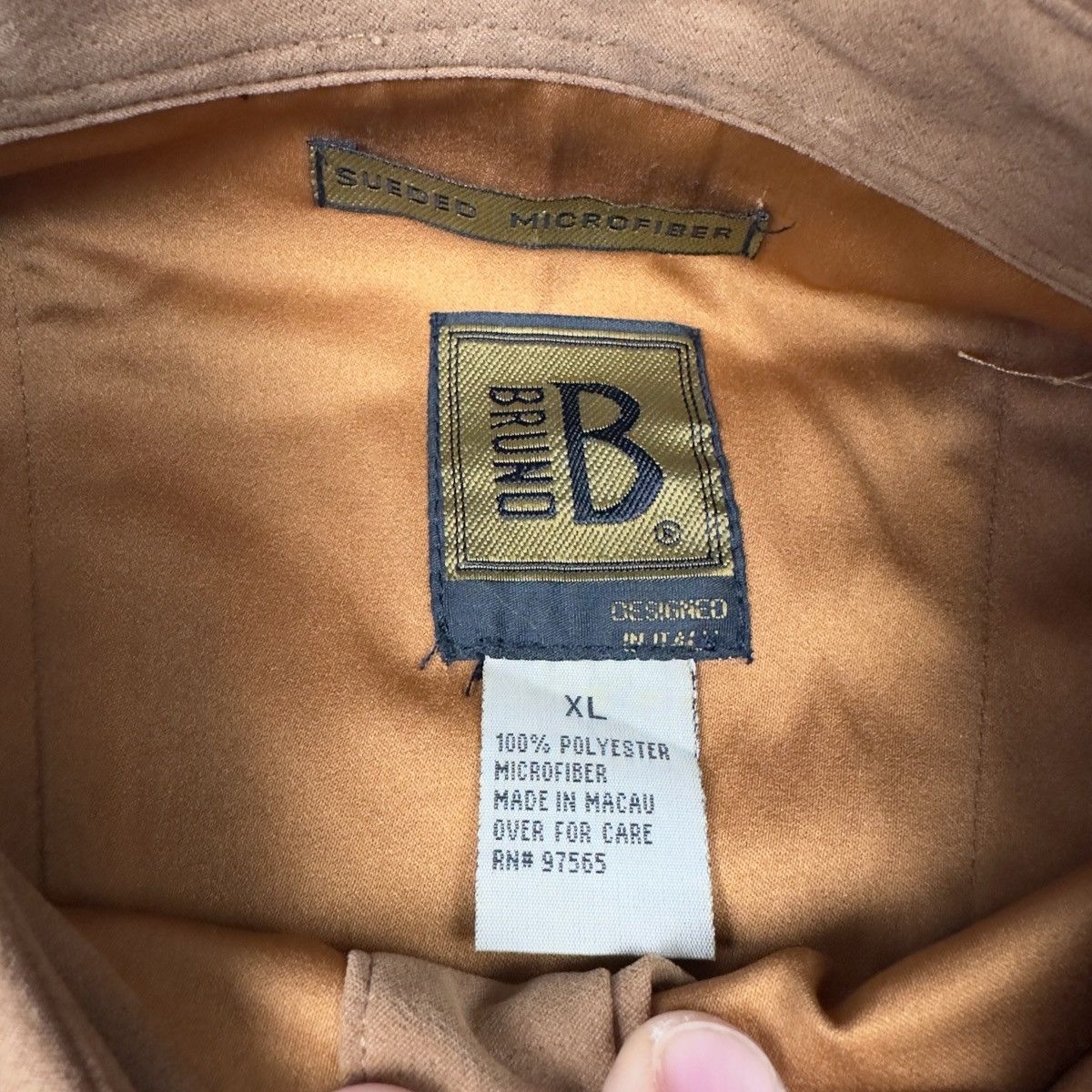 Vintage VTG BRUNO Mens XL Sueded Microfiber Button Down Brown Shirt Size US XL / EU 56 / 4 - 3 Thumbnail