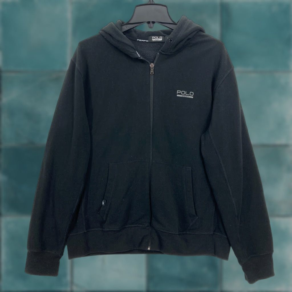 Vintage Polo Ralph Lauren Sport Performance Hoodie Sweatshirt Mens Large Black Full Zip Size US L / EU 52-54 / 3 - 1 Thumbnail