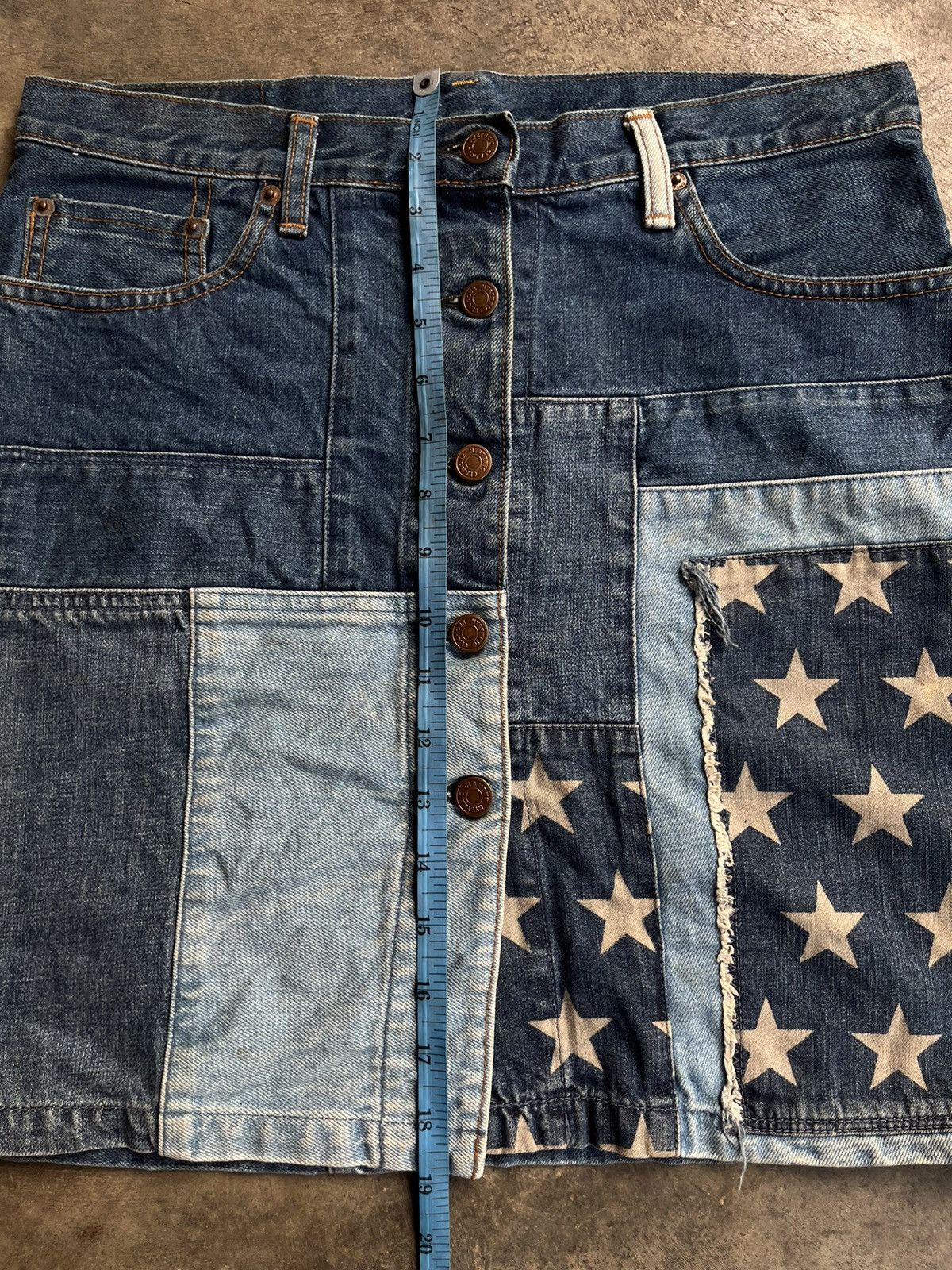 Hysteric Glamour 1990s Hysteric Glamour Kinky Hagi Patcwork Star Denim Skirt Size 32" / US 10 / IT 46 - 16 Thumbnail