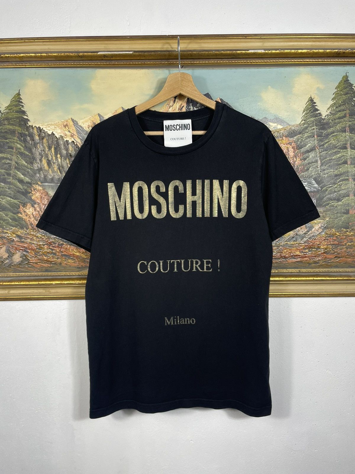 Designer × Moschino Moschino Couture Big Logo Black T-shirt Tee Luxury Designer Size US M / EU 48-50 / 2 - 1 Thumbnail
